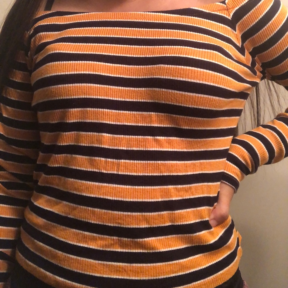 Yellow and black long sleeve/ crop top